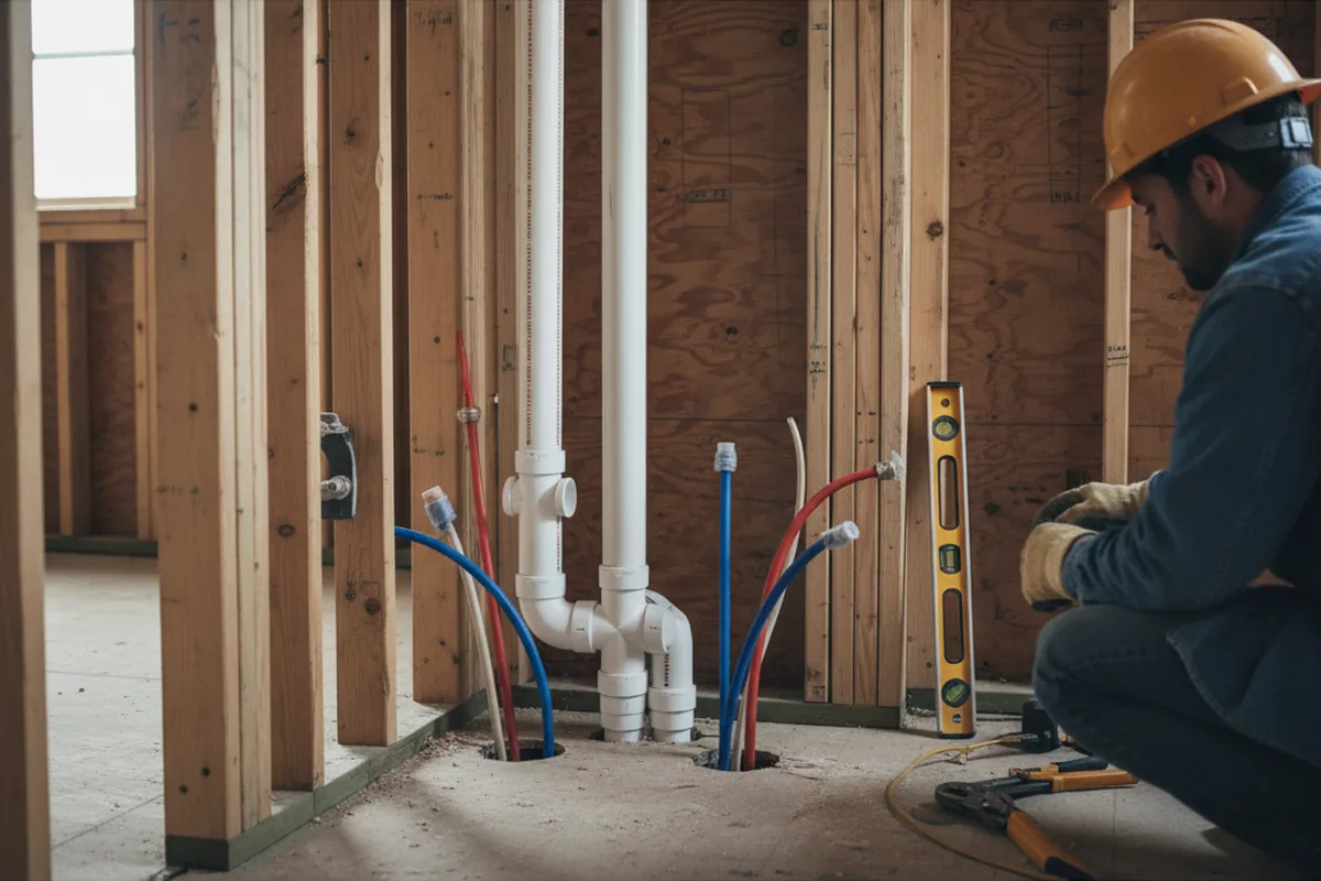 Drain and supply rough-in during Drain Cleaning in Watkins
